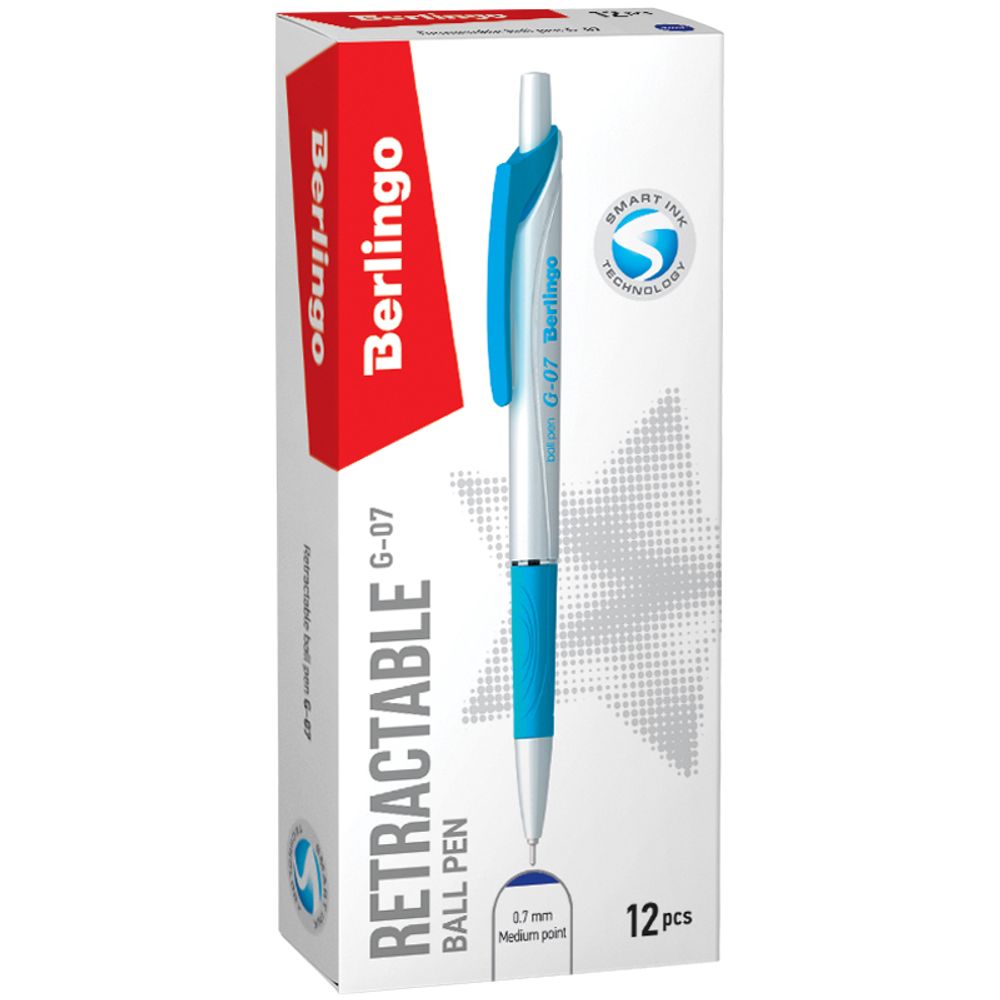 Ручка шариковая автоматическая Berlingo "G-07" синяя, 0,7мм, грип
