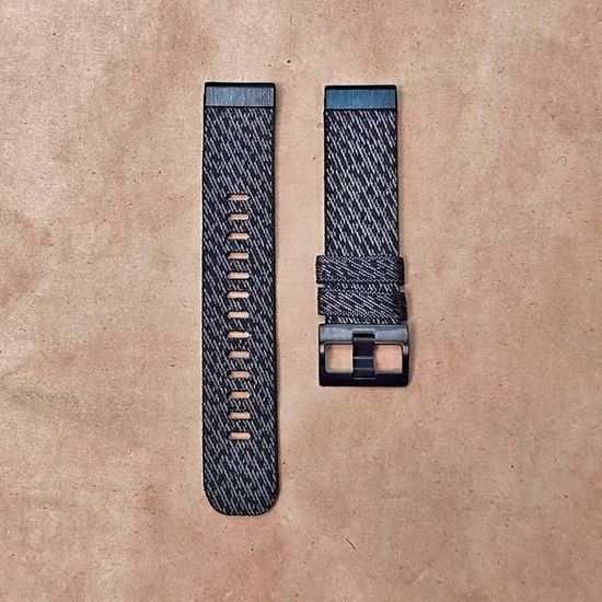 Ремешок нейлоновый 22 мм жакардовое плетение для Garmin MARQ / Epix / Fenix (47 мм) (Черно-серый)