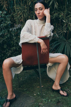 ZARA ЮБКА МИДИ В ГОРОШЕК — ZW COLLECTION, БЕЛЫЙ/ЧЕРНЫЙ