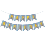 Гирлянда Флажки, Happy Birthday, Серебро, Голография, 350 см, 17*12 см