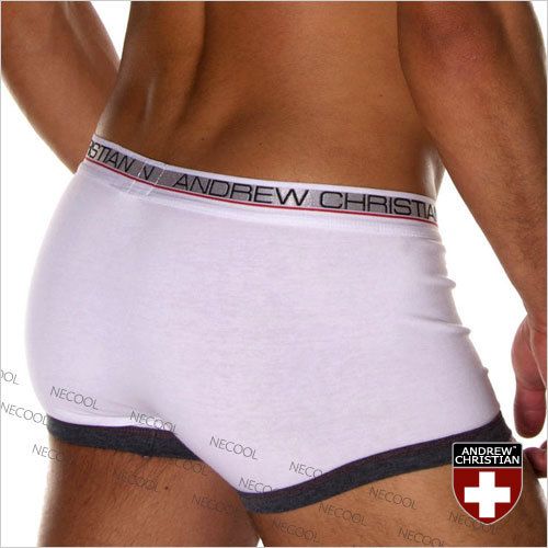 Мужские трусы боксеры Andrew Christian Show-it-low-profile Boxer White black  ART640