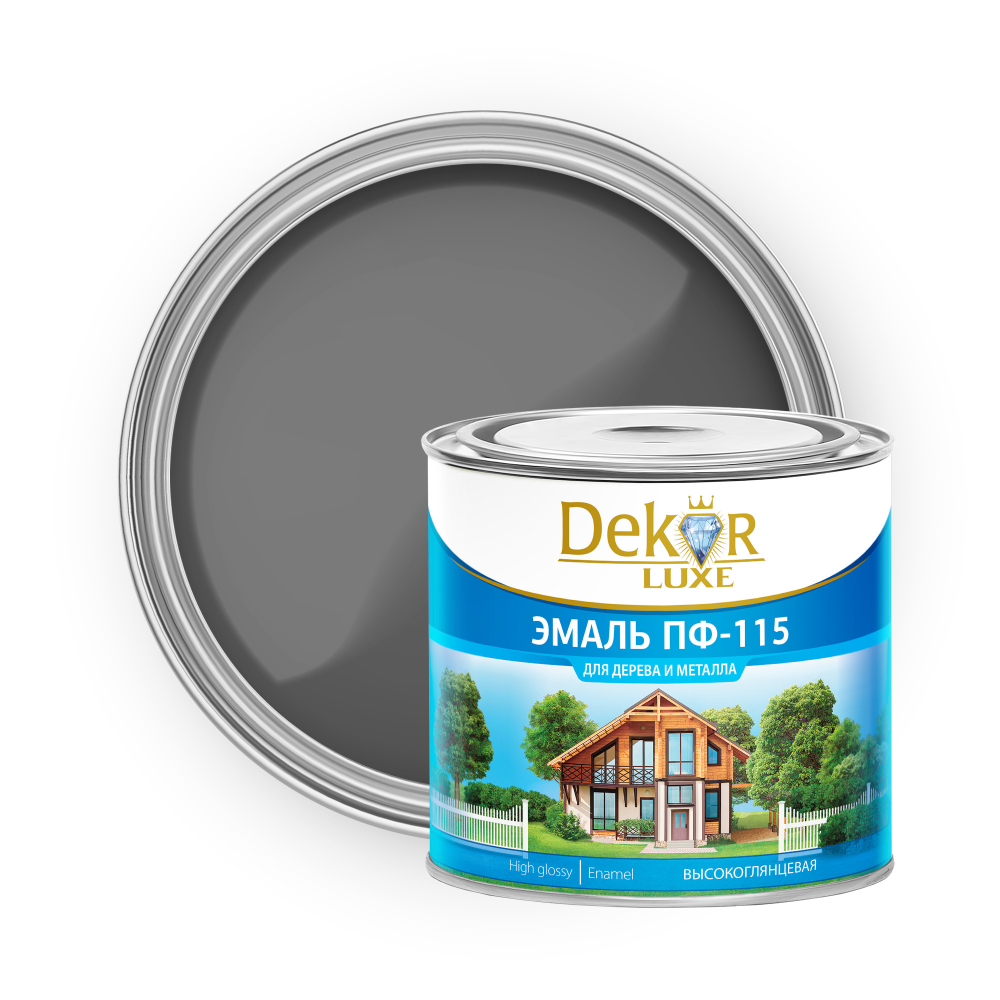 DEKOR LUXE  Эмаль ПФ-115 Серая 1,8 кг (Кубанские краски)