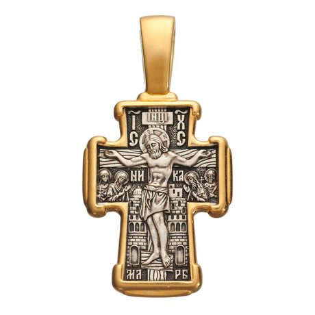 Крест из серебра/Позолота,чернение/Николай Чудотворец