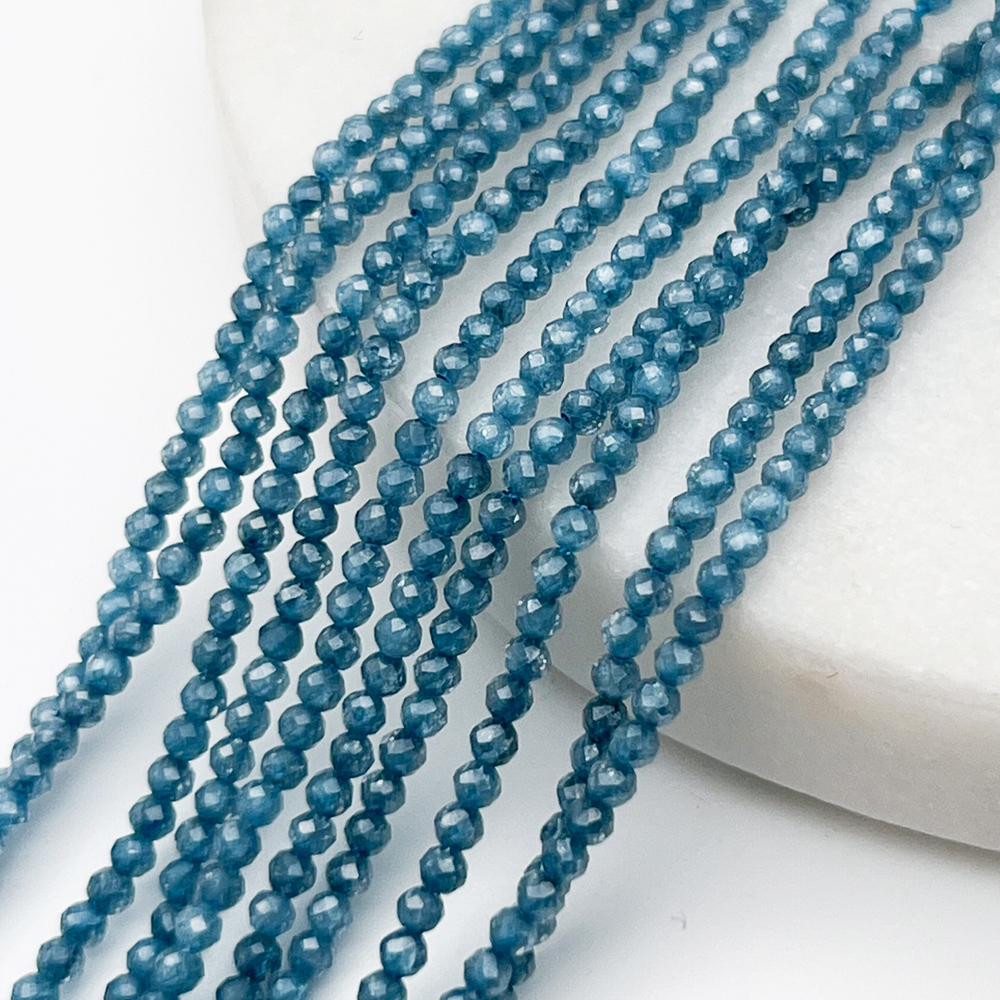 Фианит Кракле бусины (кубический цирконий), цвет апатит, размер около 2 мм, цена за нить 38 см
