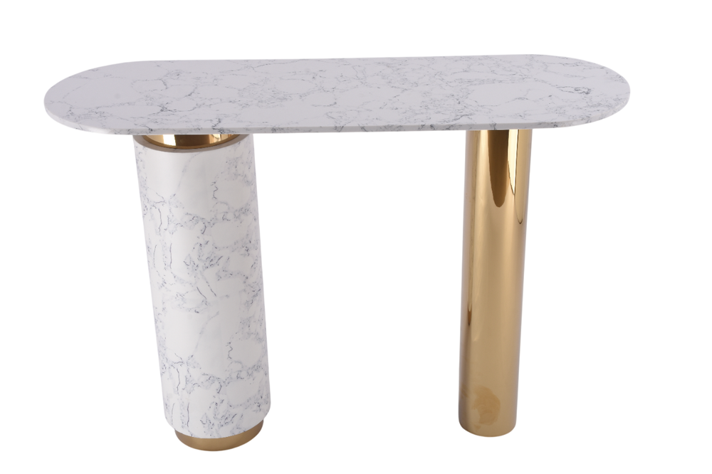 Стол-консоль Ist Casa Прима, 120х40х85 см, белый мрамор, золото