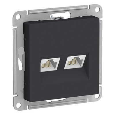 ATLASDESIGN РОЗЕТКА двойная компьютерная RJ45+RJ45, кат.5Е, механизм, КАРБОН