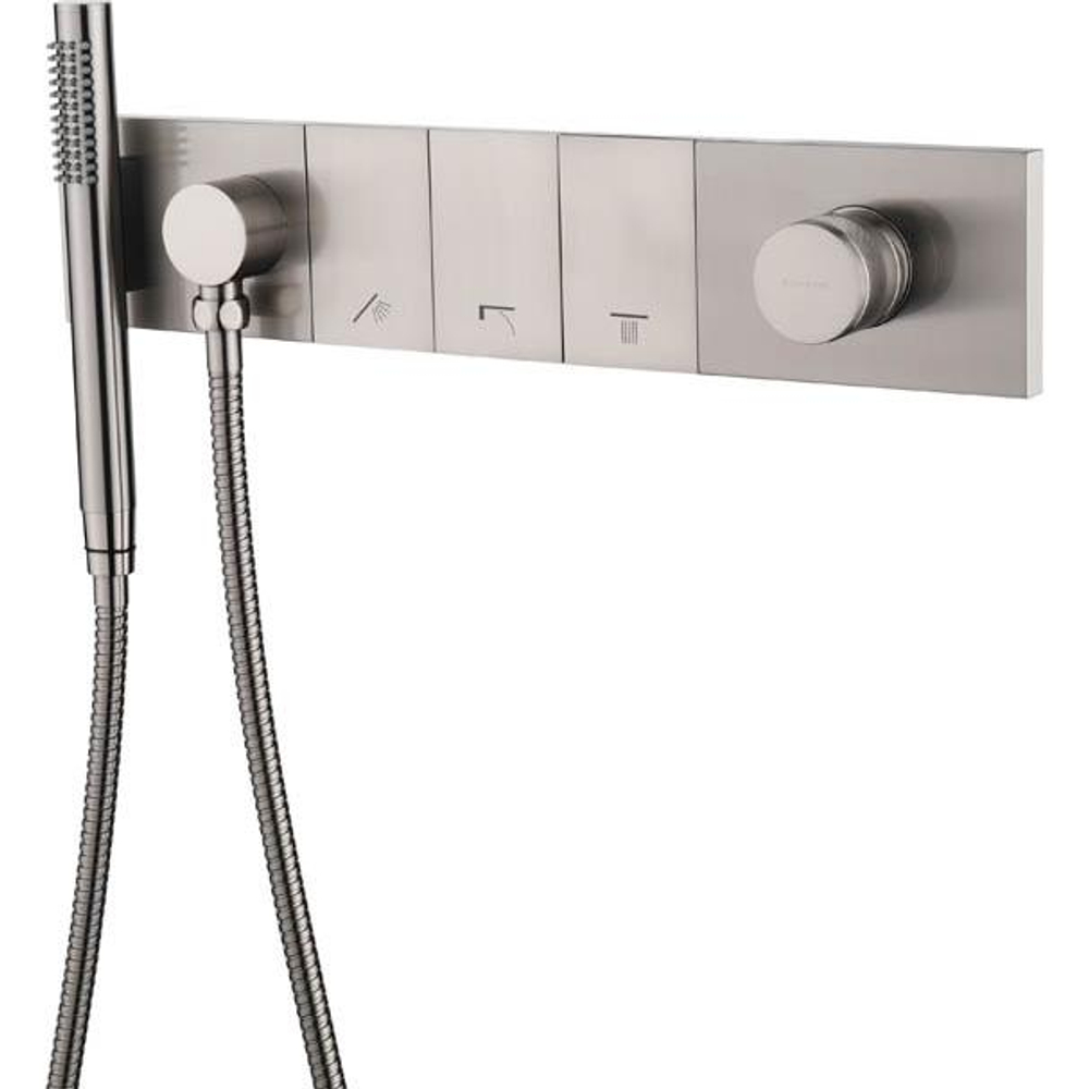 Встраиваемый смеситель для душа и ванны Boheme ZODIAC 132-SYS-NB с ручным душем, NICKEL BRUSH