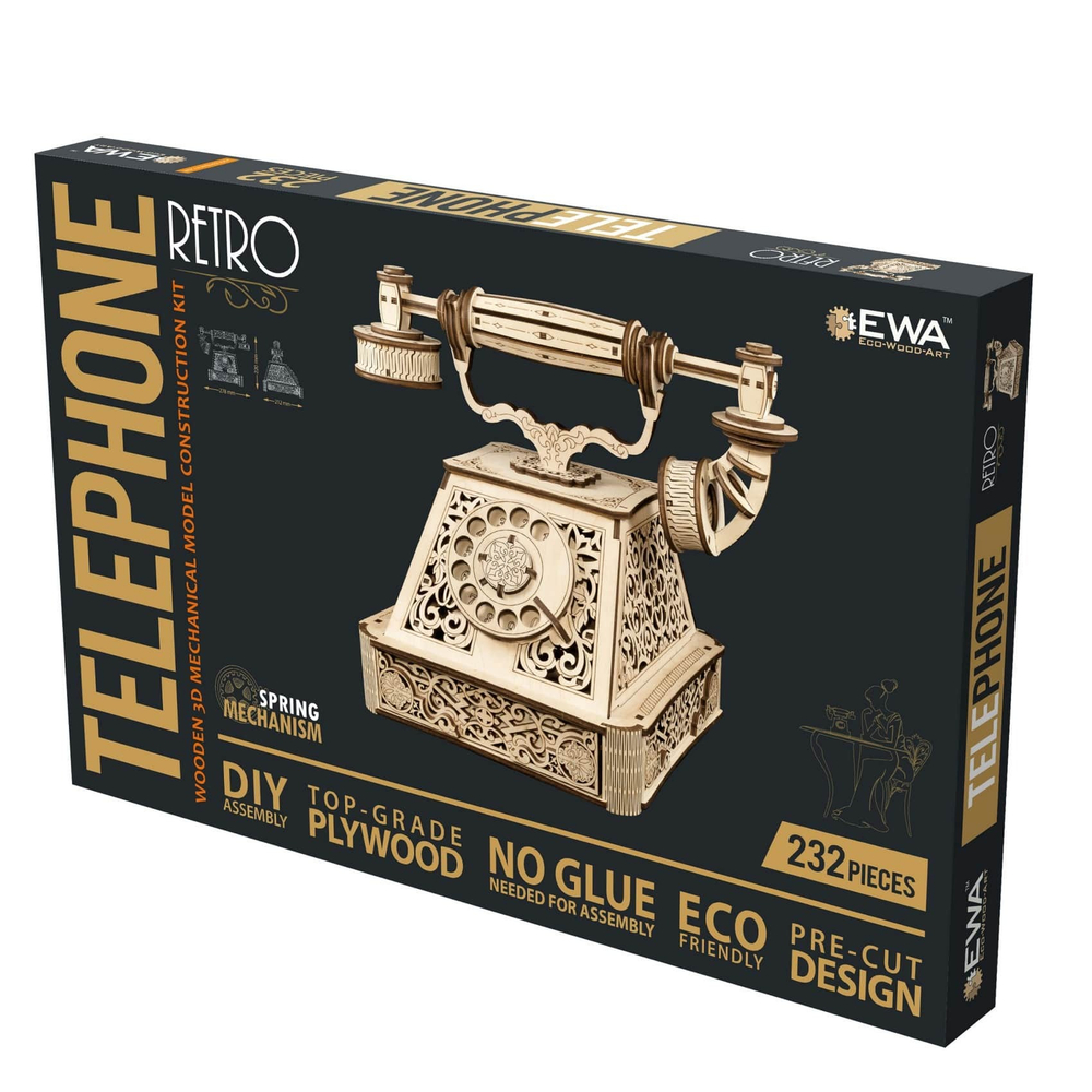 Деревянный конструктор Ретро Телефон (EWA)