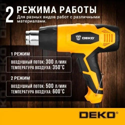 Фен строительный DEKO HG2200W