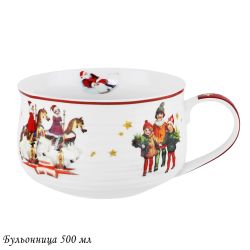 Lenardi 305-205 Бульонница 500мл НОВЫЙ ГОД в под.уп.(х24)Фарфор