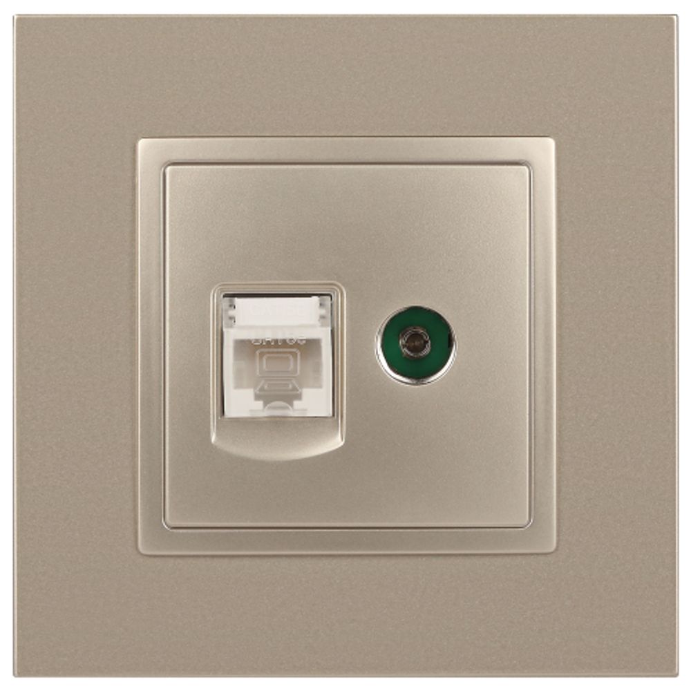 Розетка ЭРА Elegance 14-3110-04 RJ45+TV IP20 шампань | Elegance Шампань