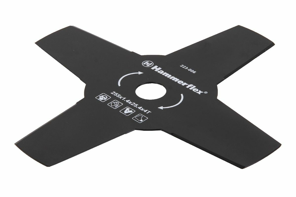 Нож для триммера Hammer Flex 223-006 закаленная сталь, 4 зуба, толщина 1,4 мм, d=255 мм