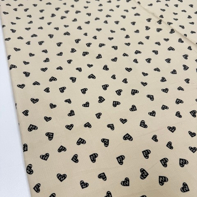 Микровельвет 100% хлопок Чёрные сердечки