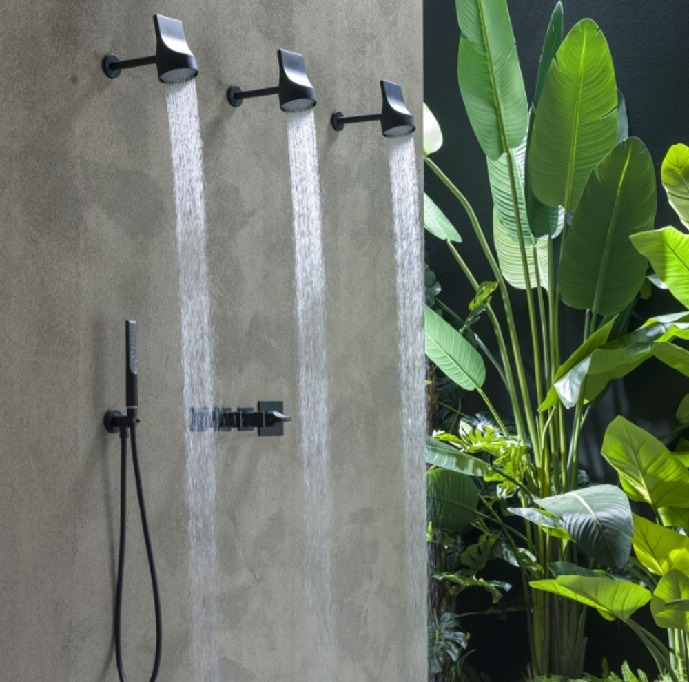 Bossini Apice душ верхний, поворотный, настенный держатель Ø100 мм, цвет чёрный матовый