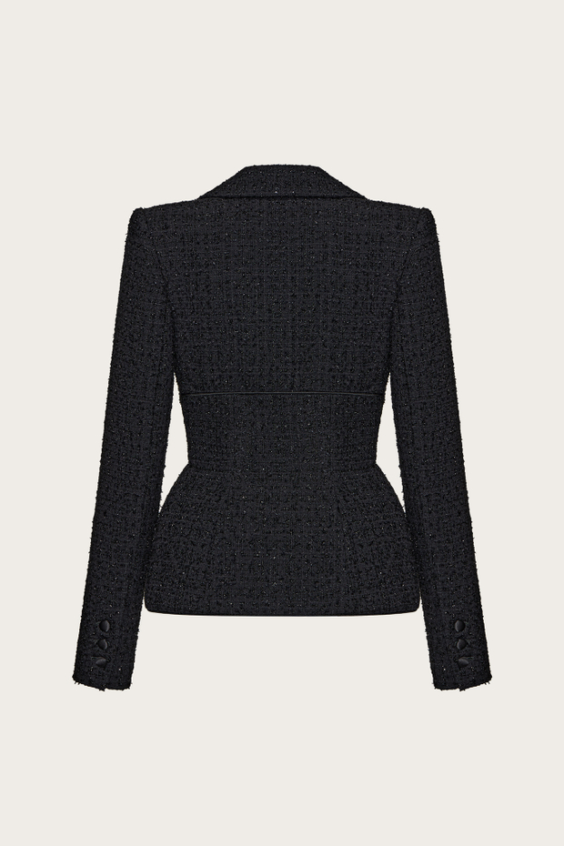 ЖАКЕТ ИЗ ЧЕРНОГО ХЛОПКОВОГО ТВИДА