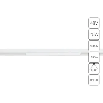 Магнитный трековый светодиодный светильник 20W 4000K A4663PL-1WH белый Linea Arte Lamp