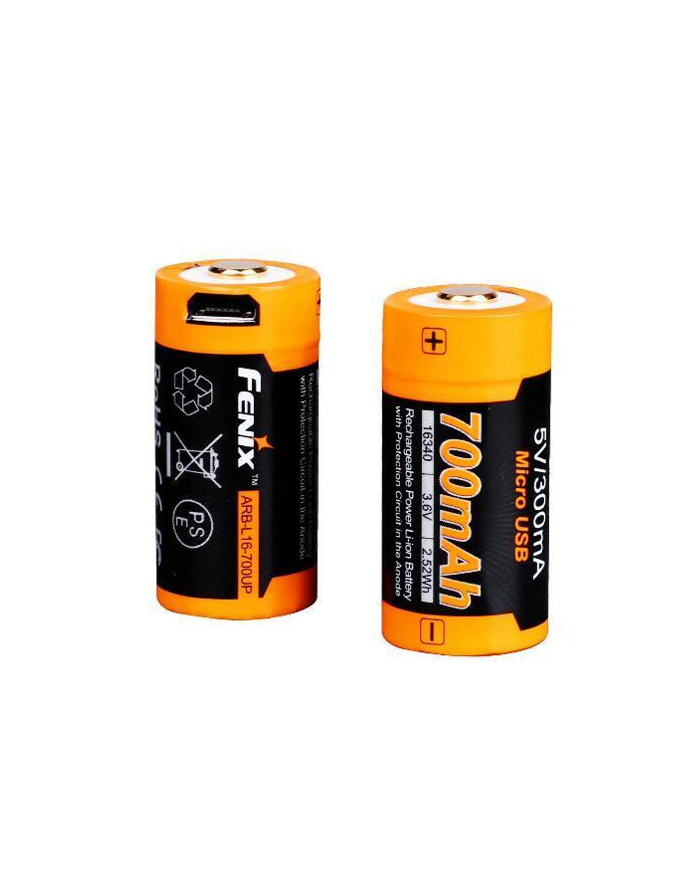 Аккумулятор 16340 Fenix 700 UP mAh Li-ion разъемом для USB, ARB-L16-700UP