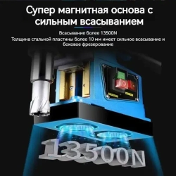 Сверление отверстий с магнитным седлом промышленного класса, 1580 Вт/1300 Н/800 об/мин, регулируемая скорость сверления и реверсирования резьбы