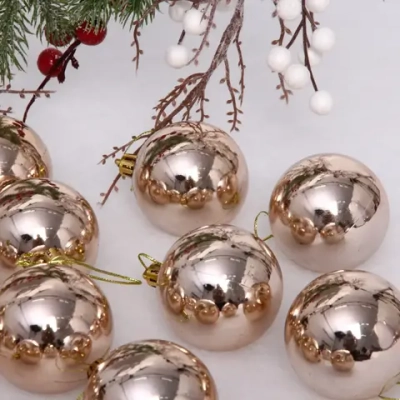 Новогодние шары 6 см (набор 24 шт) «Глянец», шампань