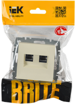 BRITE Розетка компьютерная двойная RJ45 кат.6 РК11-2-БрКр бежевый IEK