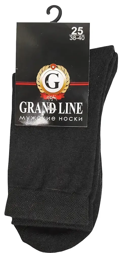 Носки мужские тёплые GRAND LINE (МТ-213, внутренний махровый след), чёрный, р. 29