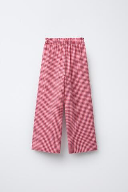 ZARA БРЮКИ В КЛЕТКУ ВИШИ, КРАСНЫЙ