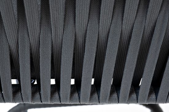 "Бордо" стул барный плетеный из роупа, каркас из стали темно-серый (RAL7024) муар, роуп серый 15мм, ткань темно-серая 027