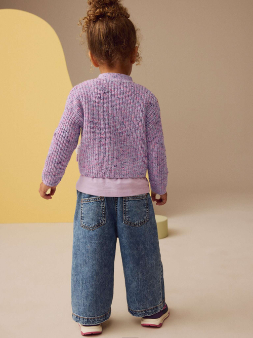 Кардиган вязаный с карманами для девочки Next E25-147, Сиреневый