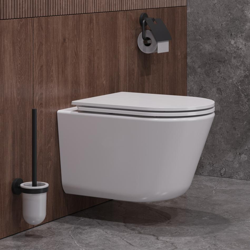 Унитаз укороченный подвесной безободковый с сиденьем и смывом TORNADO Cezares LINER-TOR CZR-38083-49-TH-TOR/SC