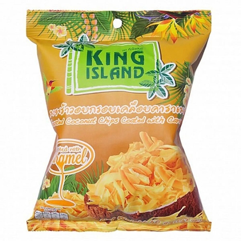 Кокосовые чипсы с карамелью King Island Roasted Coconut Chips Coated with Caramel 40 г