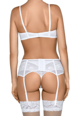 Пояс для чулок Sandra из кружева и мягкой сетки (Размер: XL) (Цвет: белый)