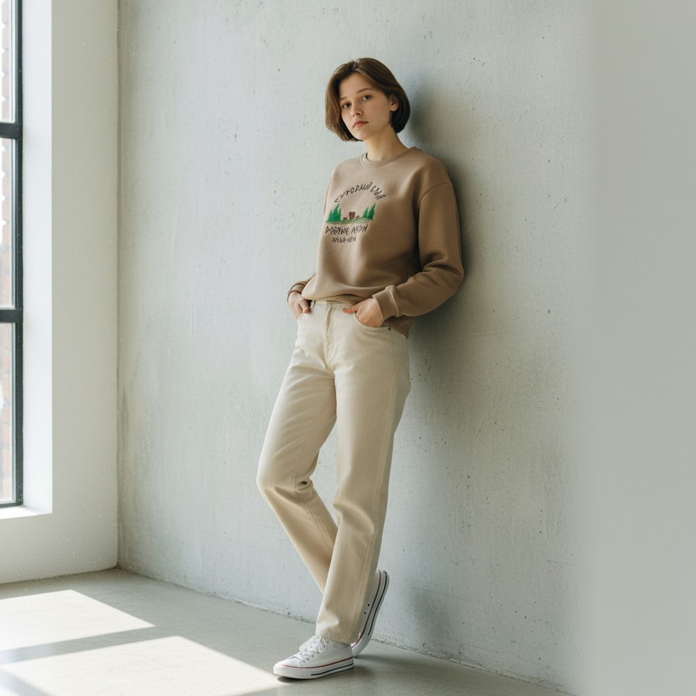 Свитшот укороченный с вышивкой "Суровый край"