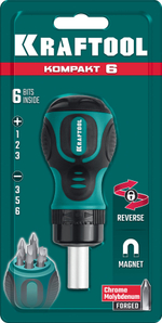KRAFTOOL Kompakt-6, 6 предм., с битами, реверсивная отвертка (26190-H7)