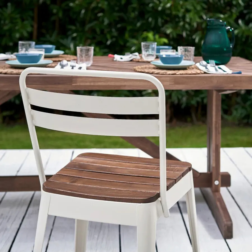 Стол+6 стульев садовый - NORRMANSÖ / NORRMANSÖ IKEA/ НОРРМАНСО ИКЕА, 220х100х74 см, белый/коричневый