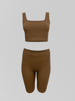 Костюм 2216-37 в рубчик из топа и велосипедок