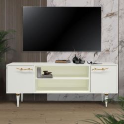 Тумба под ТВ Арт Колор matte 155см Классик Голд Белый опал матовый