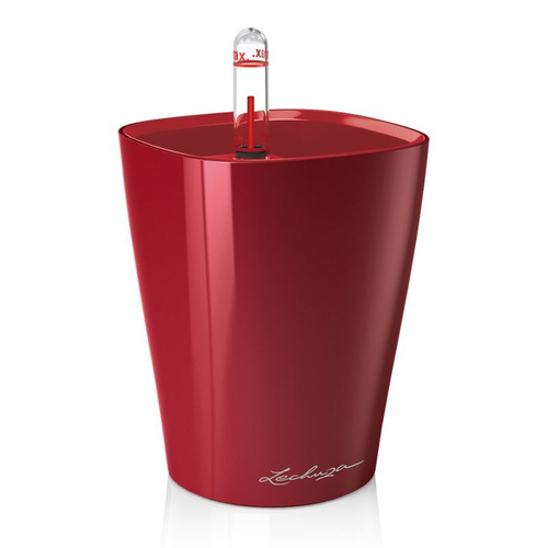 Кашпо Lechuza "Mini Deltini Complete scarlet red high gloss" (пластик), 10xH13 см