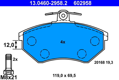 ATE - 13046029582-ATE - Brake Pad Set, disc brake
