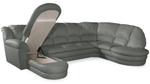 Большой диван Оберон с круглой секцией и оттоманкой Galaxy It Grey 358*222*102 см, Серый Экокожа Нераскладной Фиеста