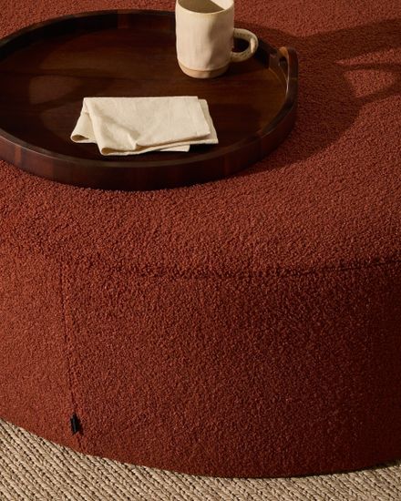 Kaeli Пуф для ног со съемным чехлом из терракотового букле Ø 90