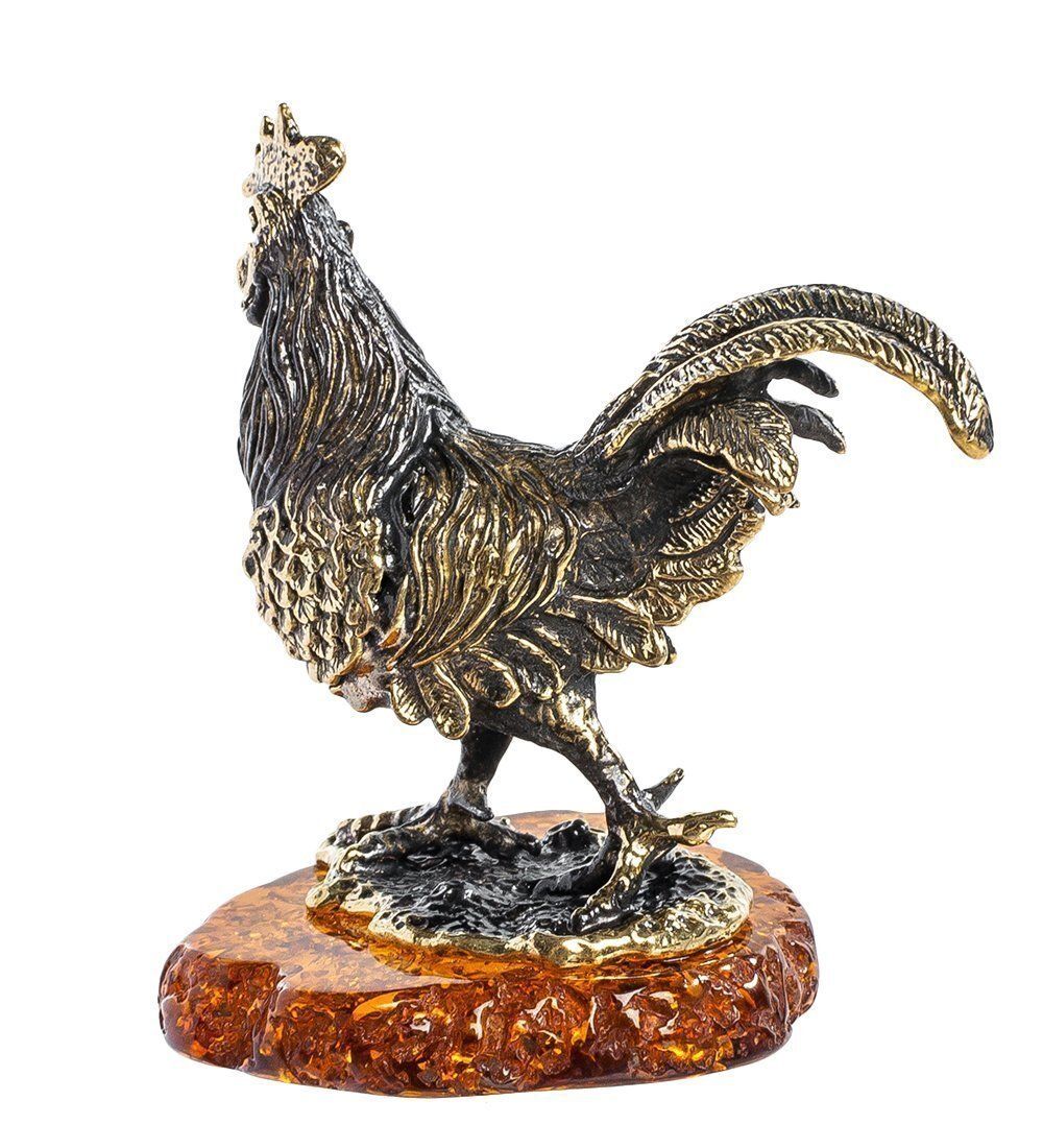 AM-1248 Фигурка «Петушок Азиль» (латунь, янтарь)