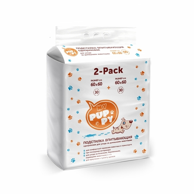 Медмил My Puppy подстилка для щенков гелевая одноразовая 4 слойная 60*60 см (упак 60 шт)