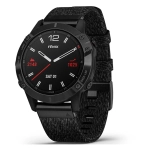 Спортивные наручные часы Garmin Fenix 6 Sapphire черный DLC с плетеным черным нейлоновым ремешком 010-02158-17