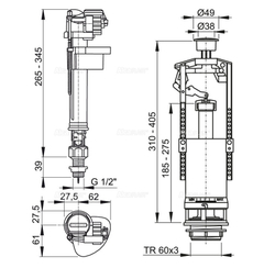 Выпускной комплект SA2000SK 1/2" CHROM со стоп кнопкой(одинарной) , с впускной механизм А18 1/2 .