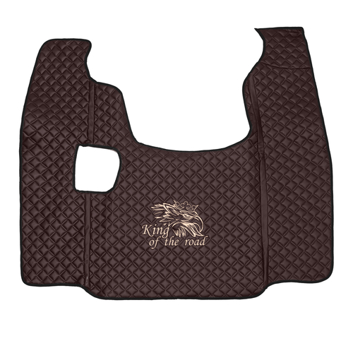 Ковры SCANIA 5 серии G (механика), (экокожа, коричневый, черный кант, бежевая вышивка)