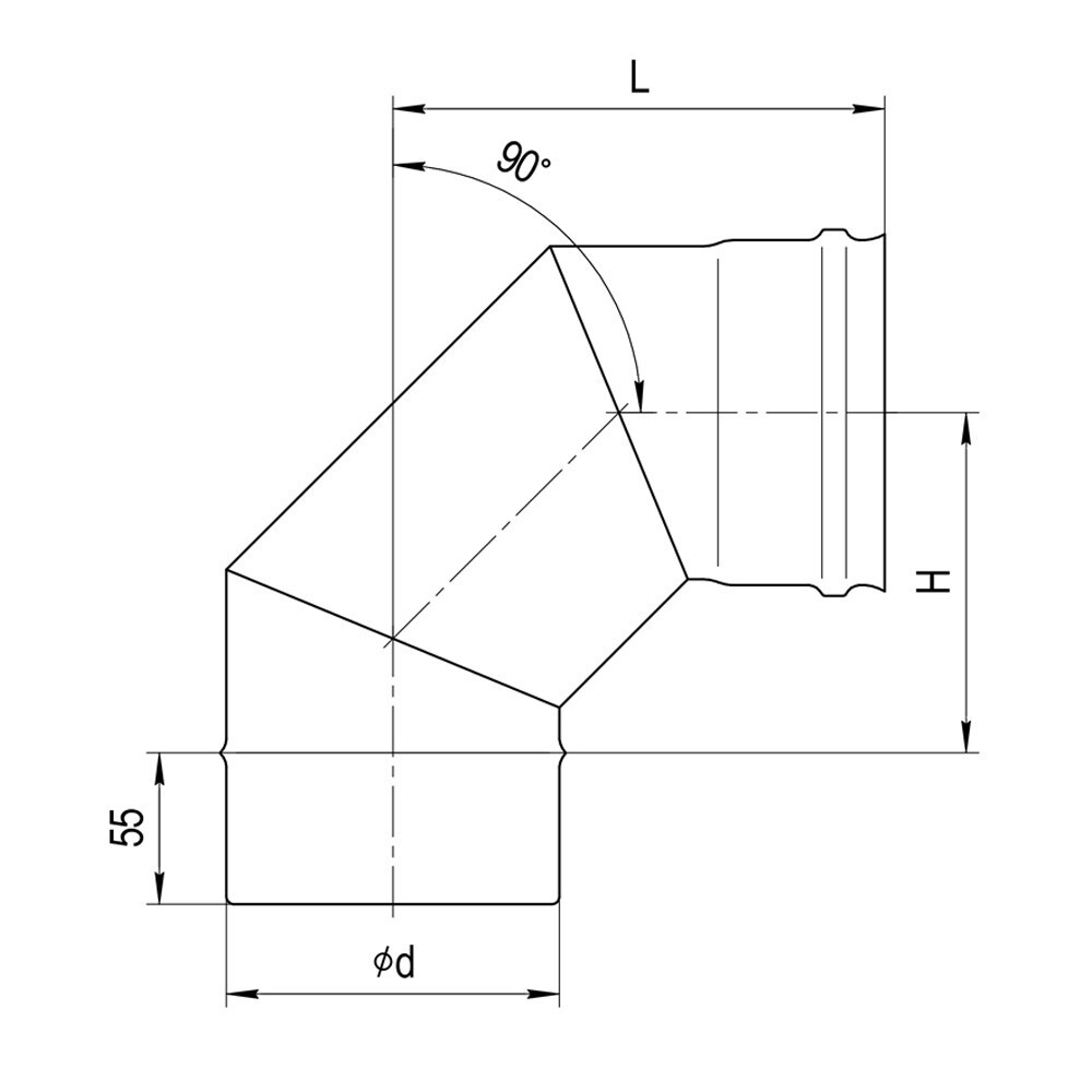 Колено угол 90° (430/0,8 мм) Ф150