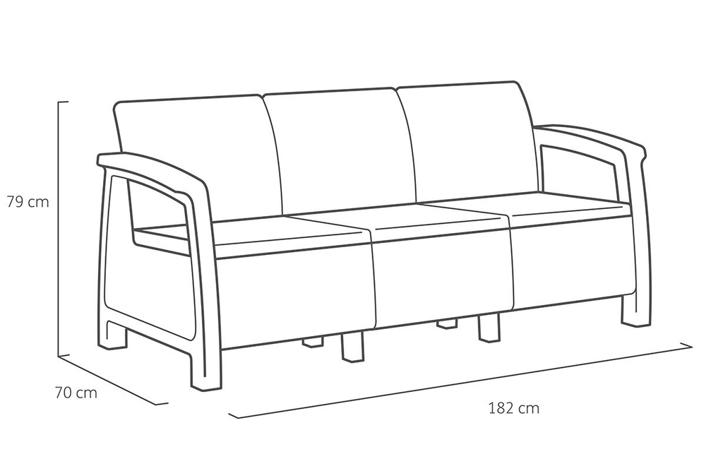 Комплект мебели Corfu Triple Set, серый
