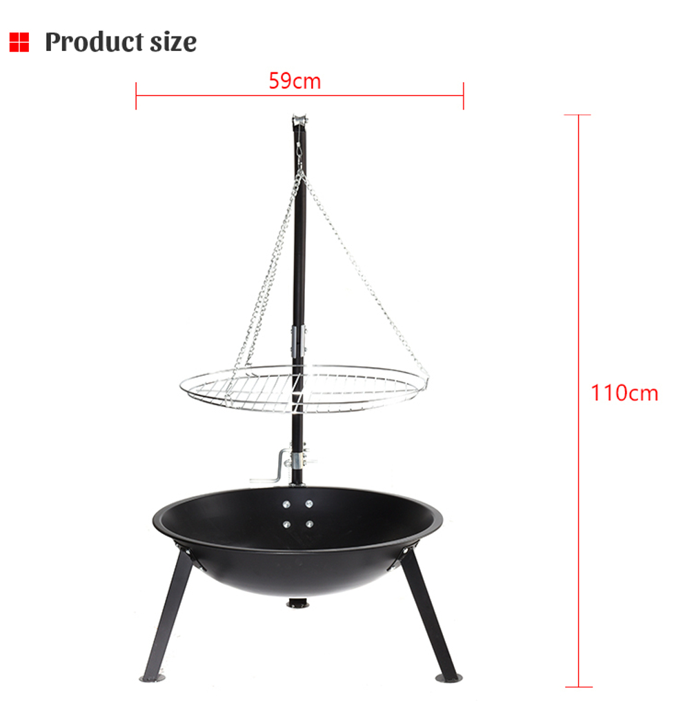 Угольный гриль барбекю со штативом German BBQ Tripod Регулируемая высота приготовления