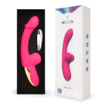 Розовый изогнутый вибромассажер 20,4см с имитацией мошонки I-Moon Whale P MY-236