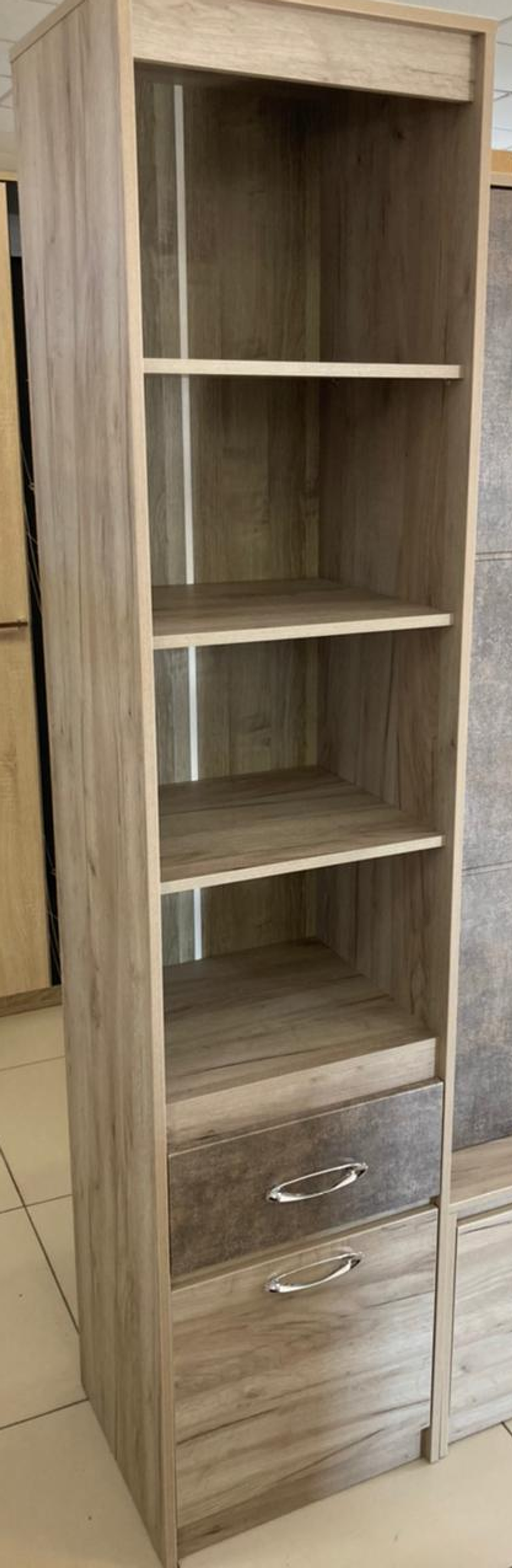 Стеллаж полуоткрытый Дакота серый крафт/тиз серый